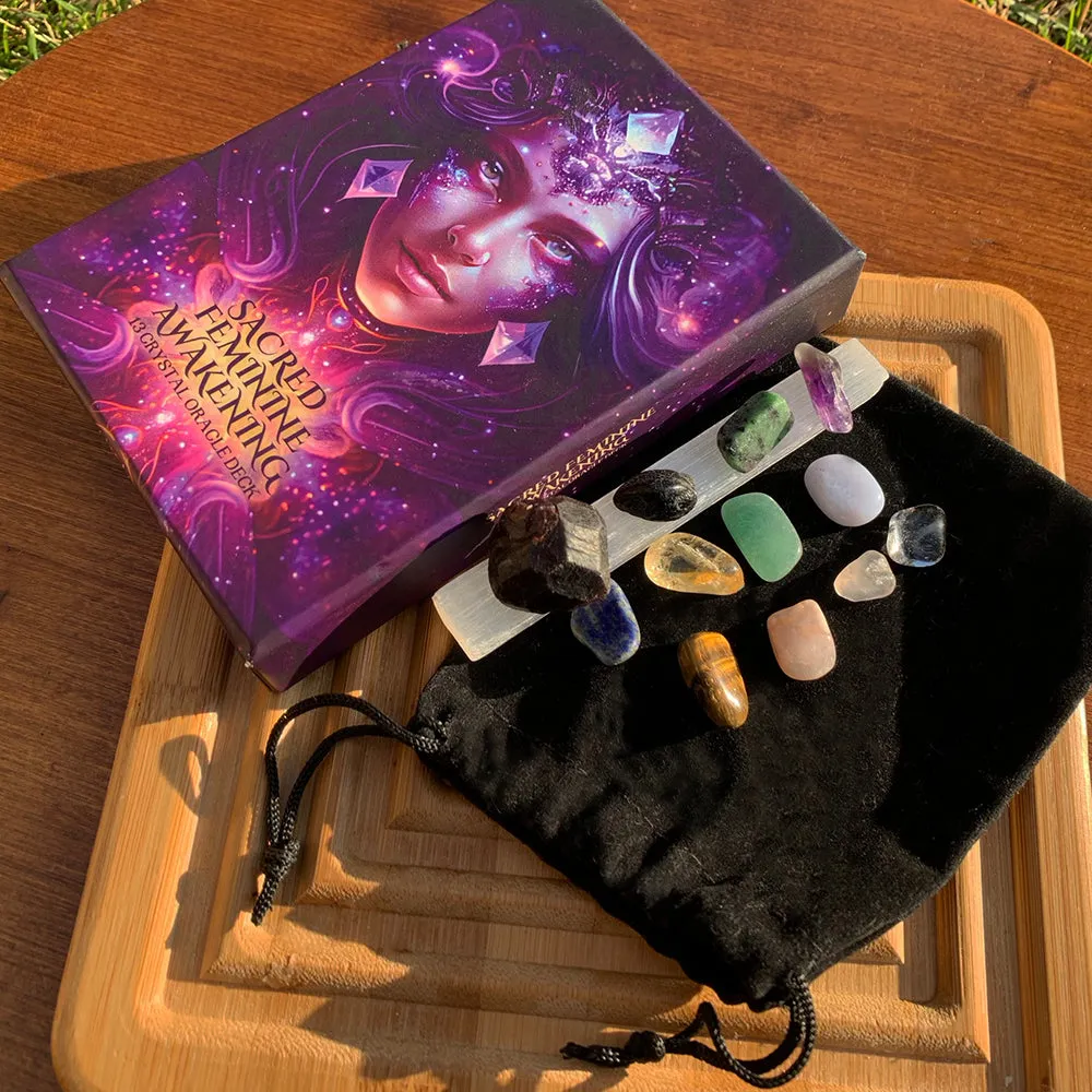 🌙 Sacred Feminine Awakening 13 Oracle Card Deck   Mini Gemstones