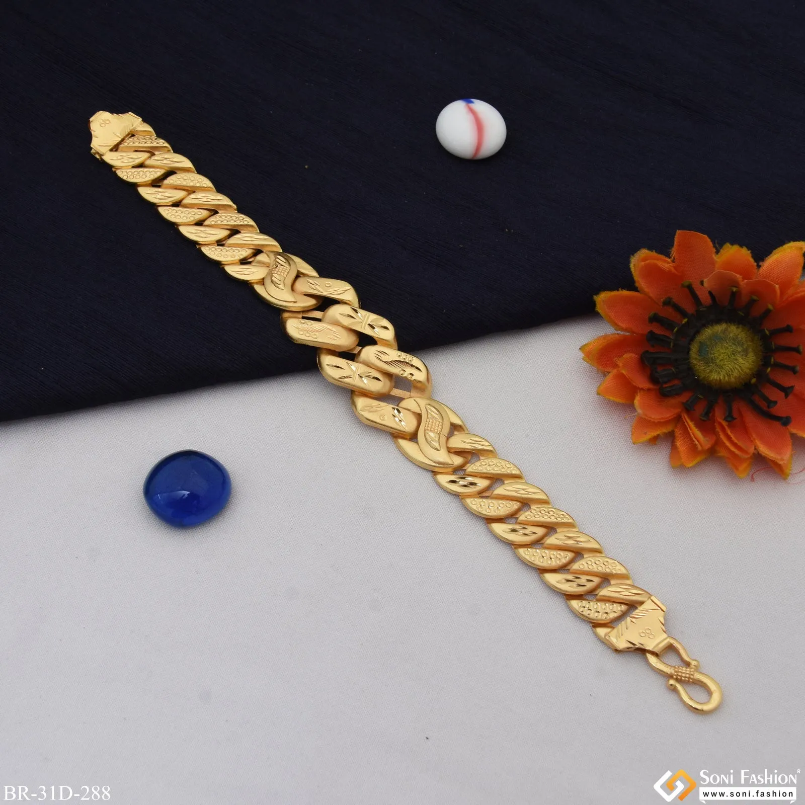 1 Gram Gold Plated Best Quality Pokal Bracelet for Men - Style D288