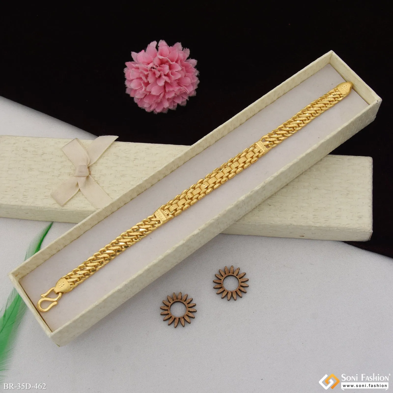 1 Gram Gold Plated Prominent Design Bracelet for Men - Style D462