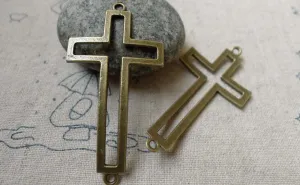 10 pcs Antique Bronze Curved Sideways Cross Bracelet Connector A6205