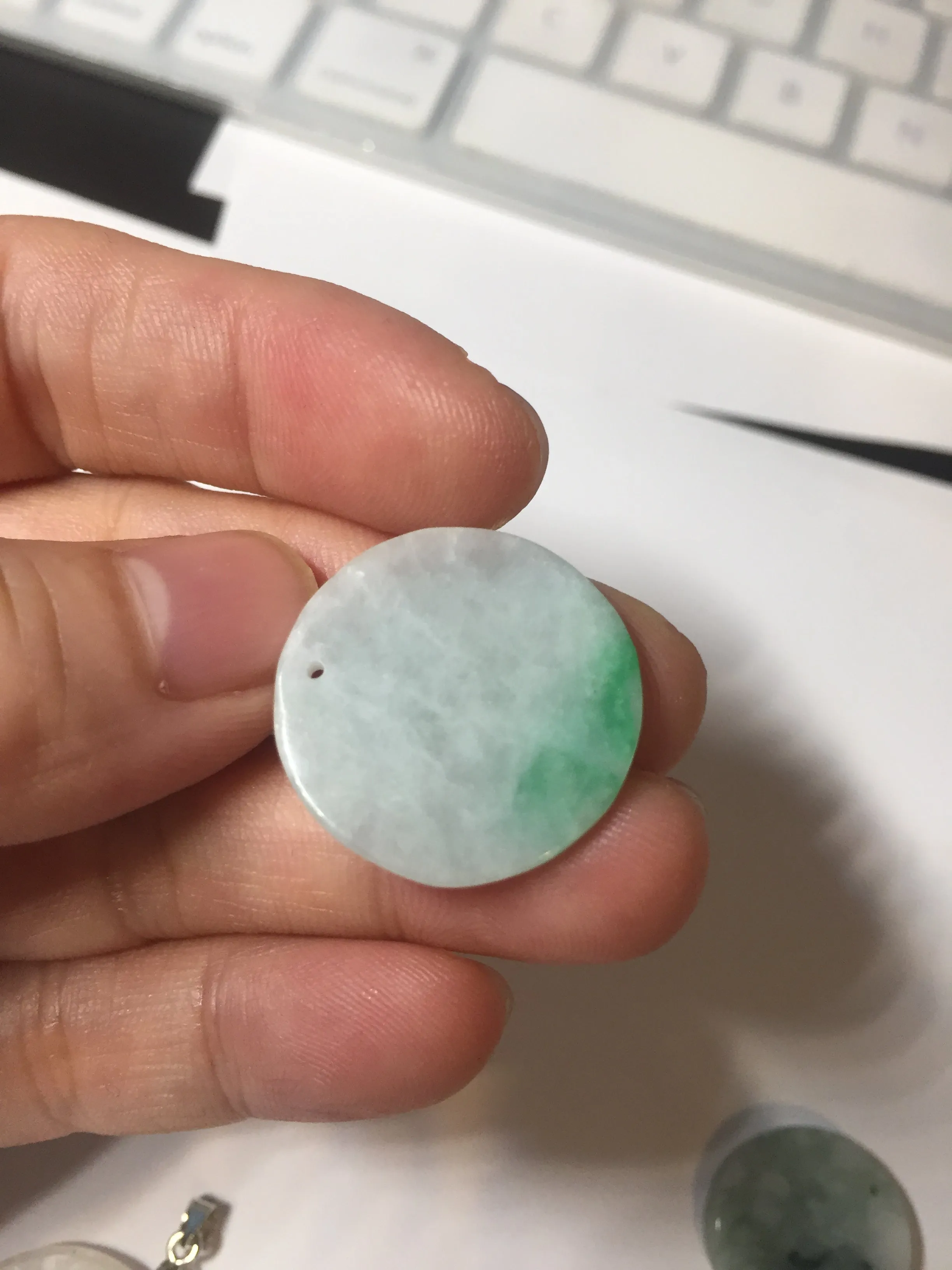100% Natural type A sunny green/yellow round Jadeite Jade safe and sound pendant group BP94