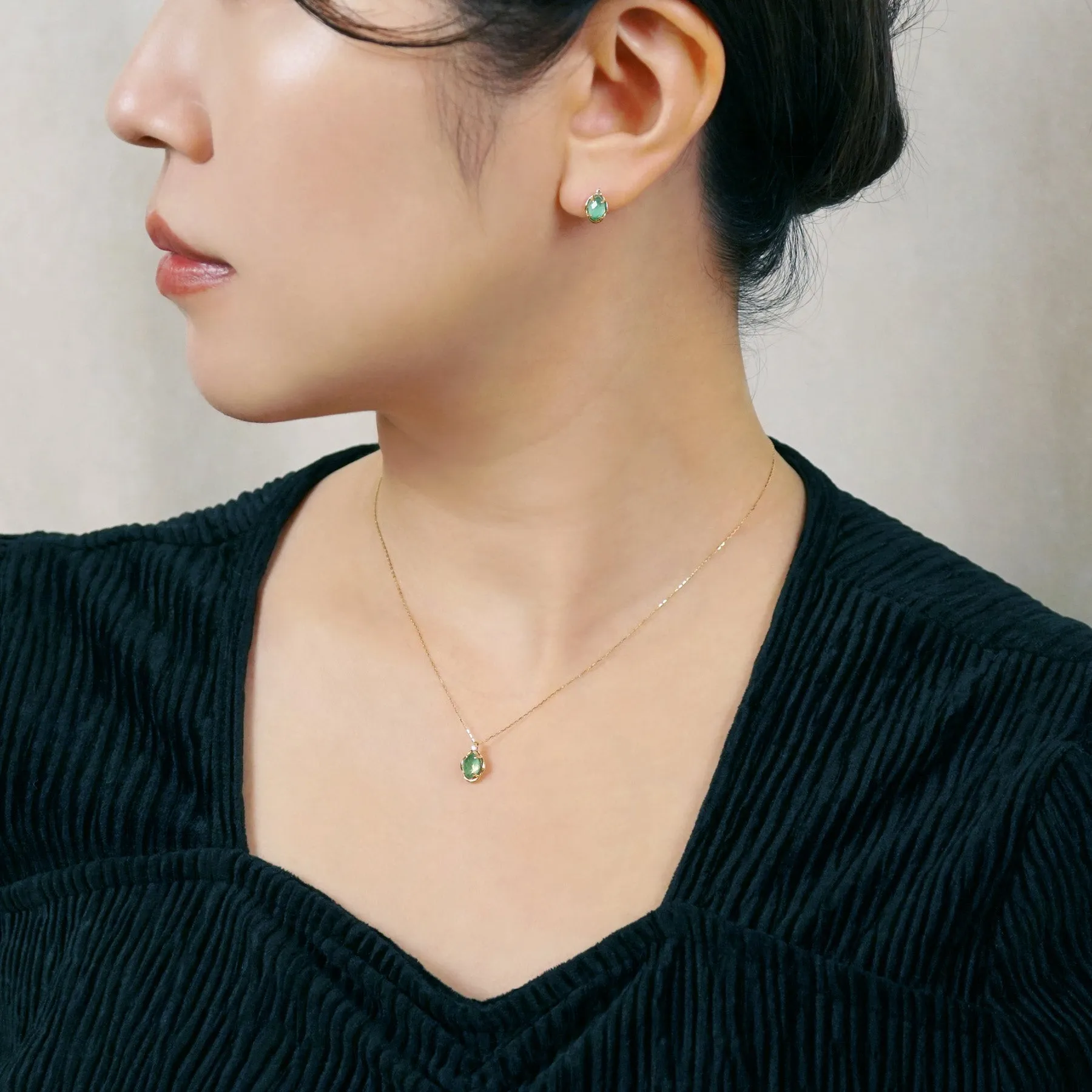 10K "Winter Great Diamond" Citrine x Turquoise Necklace (Yellow Gold)