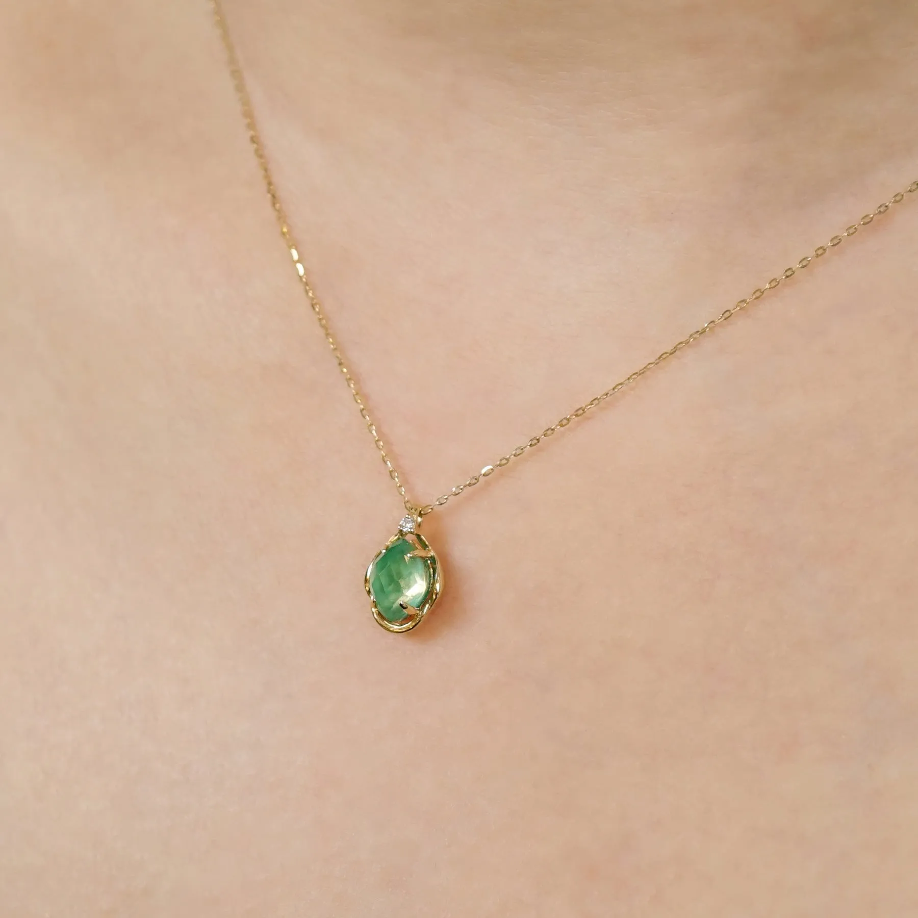 10K "Winter Great Diamond" Citrine x Turquoise Necklace (Yellow Gold)