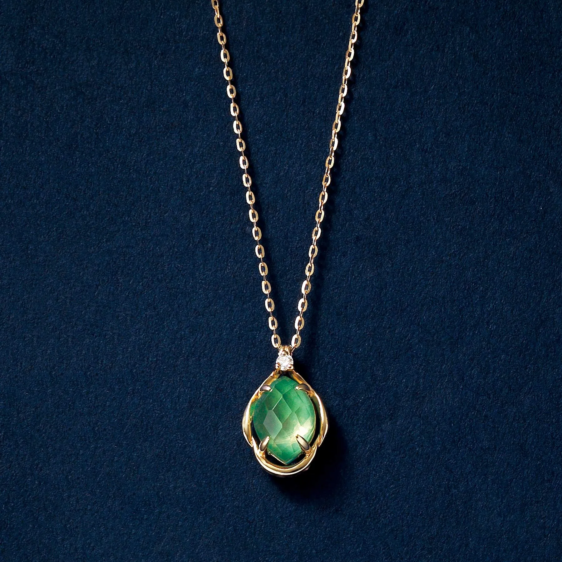 10K "Winter Great Diamond" Citrine x Turquoise Necklace (Yellow Gold)