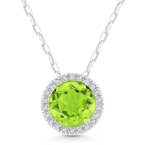 1.49Ct Peridot 16"pendant Necklace In 14K White Gold