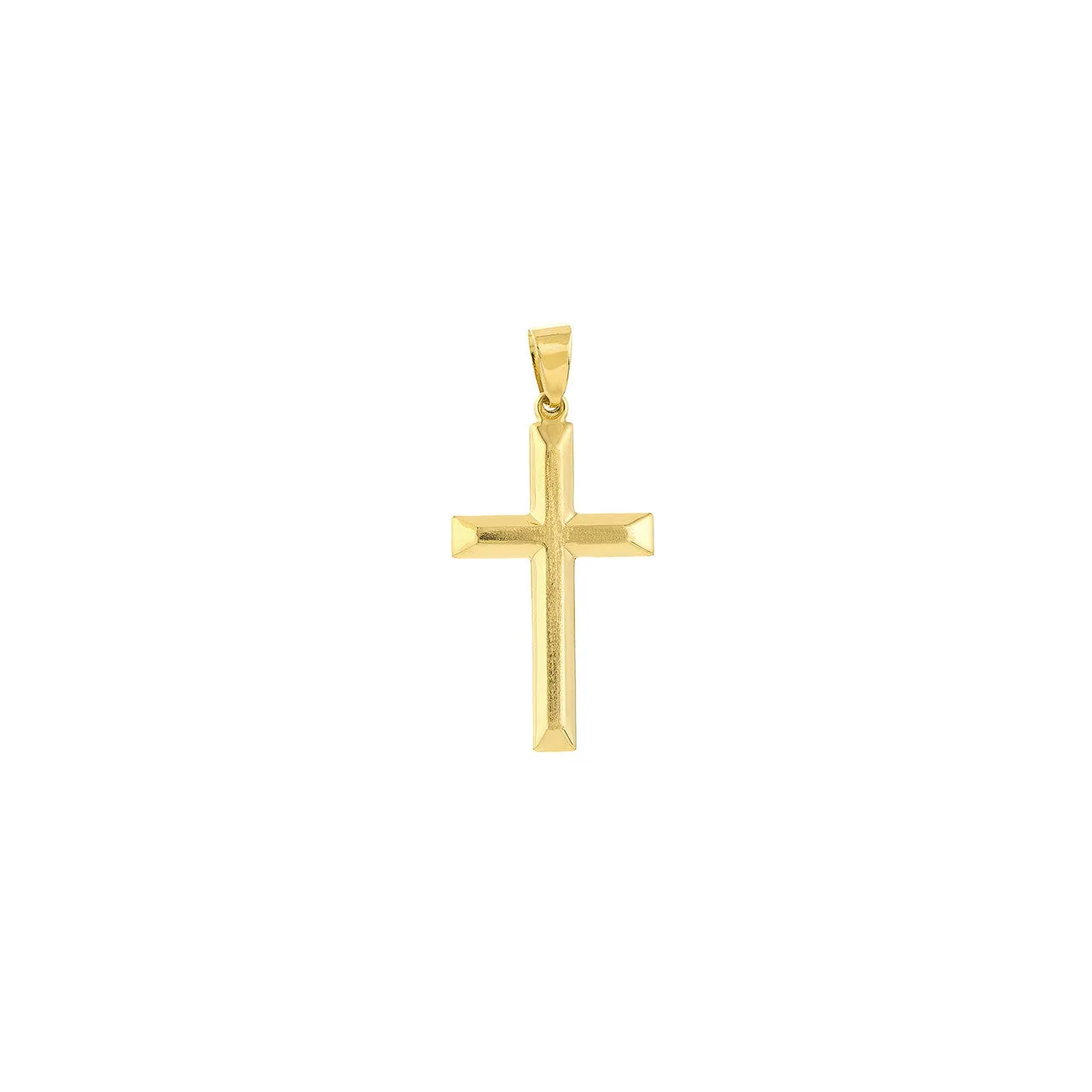 14K Beveled Edge Cross Pendant