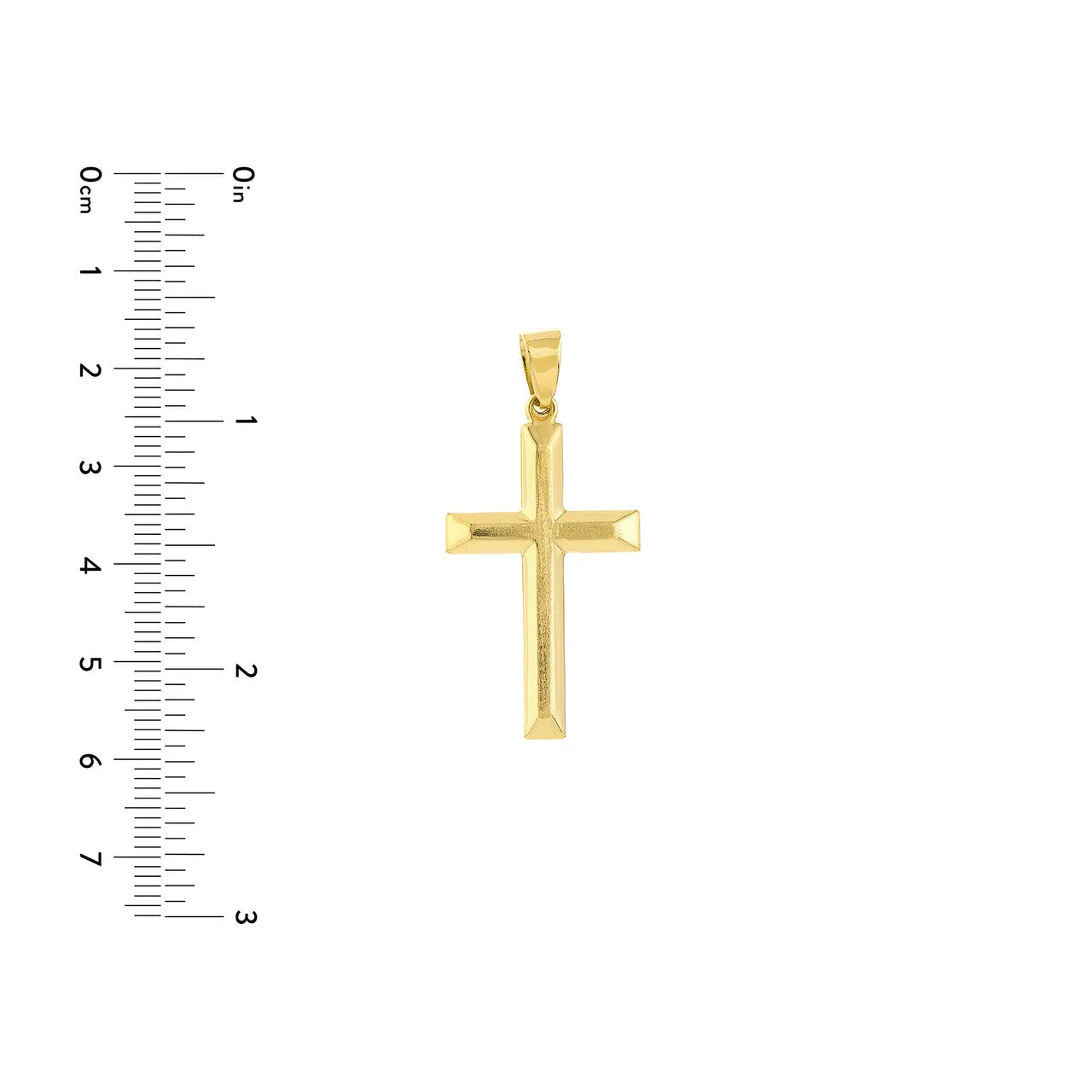 14K Beveled Edge Cross Pendant