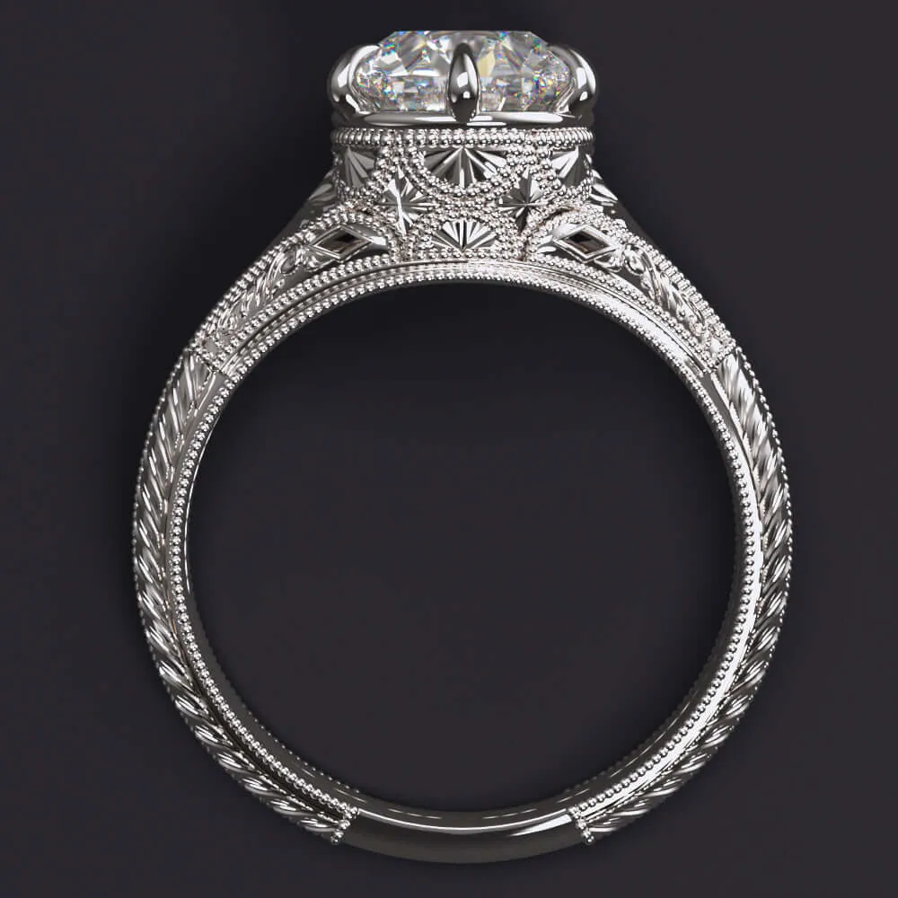 1.73ct GIA CERTIFIED H SI2 DIAMOND ENGAGEMENT RING VINTAGE STYLE SOLITAIRE ROUND
