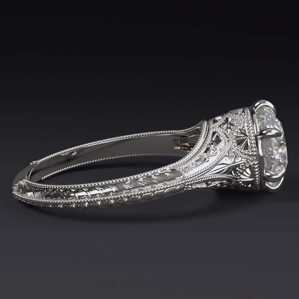1.73ct GIA CERTIFIED H SI2 DIAMOND ENGAGEMENT RING VINTAGE STYLE SOLITAIRE ROUND