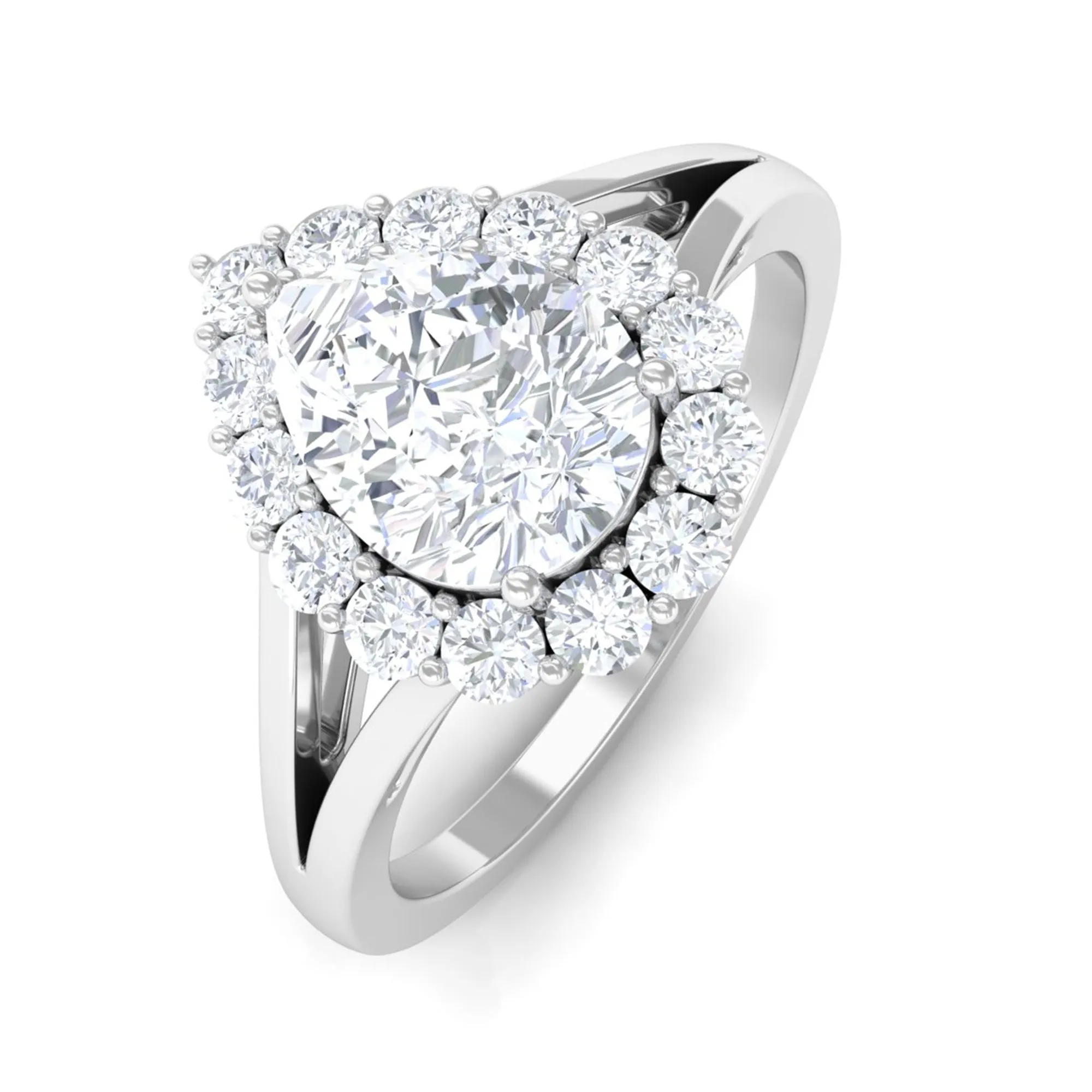 1.75 CT Split Shank Zircon Teardrop Engagement Ring in Gold
