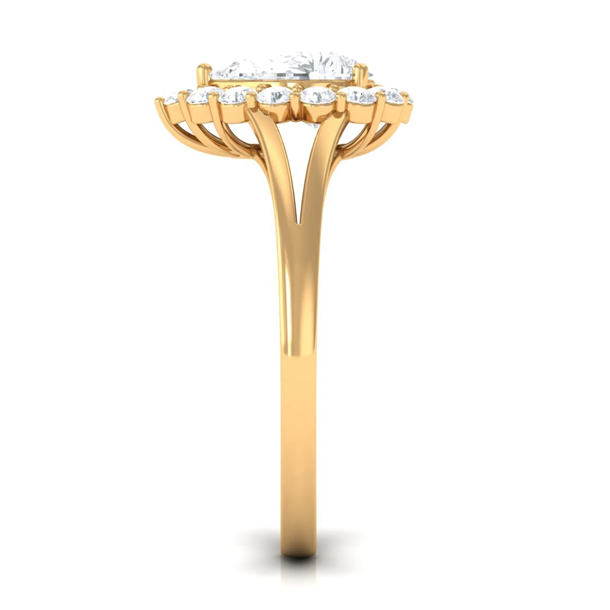 1.75 CT Split Shank Zircon Teardrop Engagement Ring in Gold