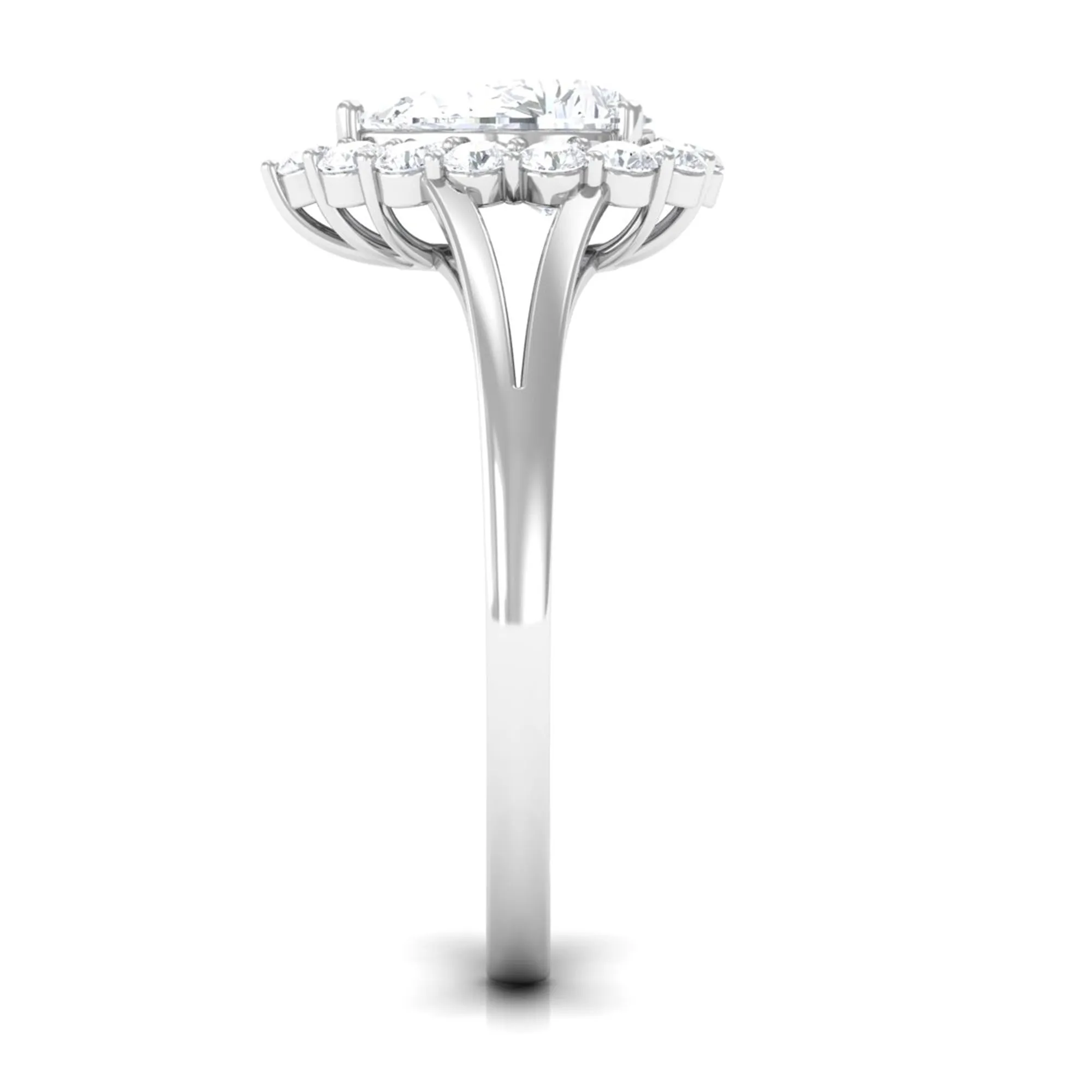 1.75 CT Split Shank Zircon Teardrop Engagement Ring in Gold