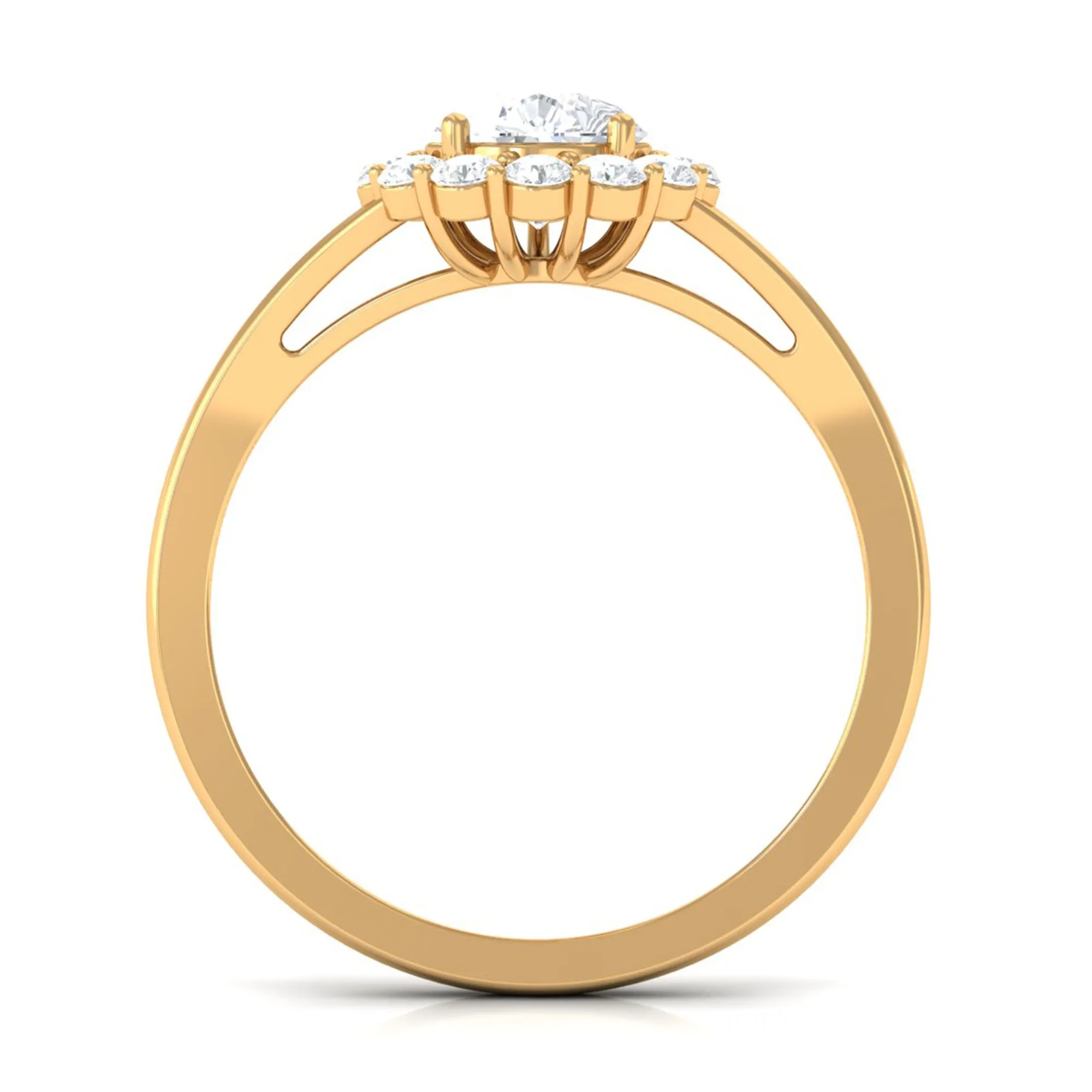 1.75 CT Split Shank Zircon Teardrop Engagement Ring in Gold