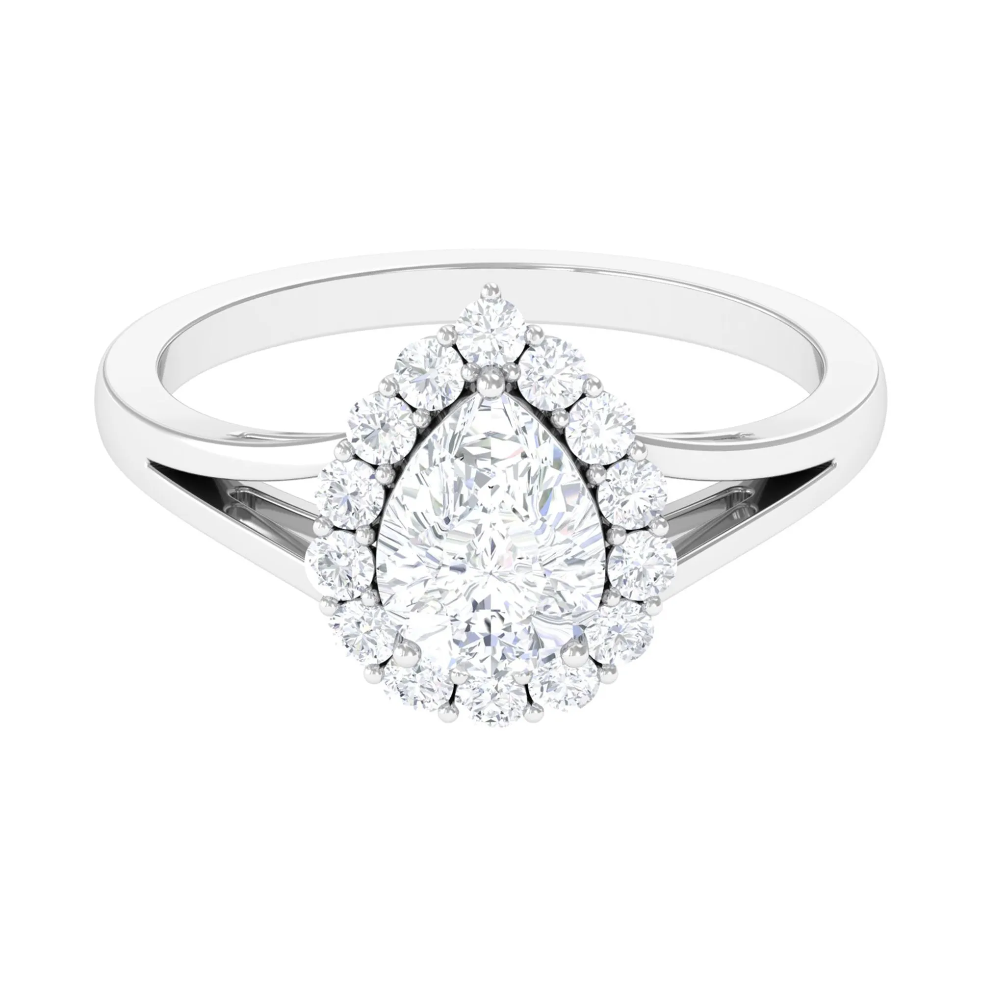 1.75 CT Split Shank Zircon Teardrop Engagement Ring in Gold