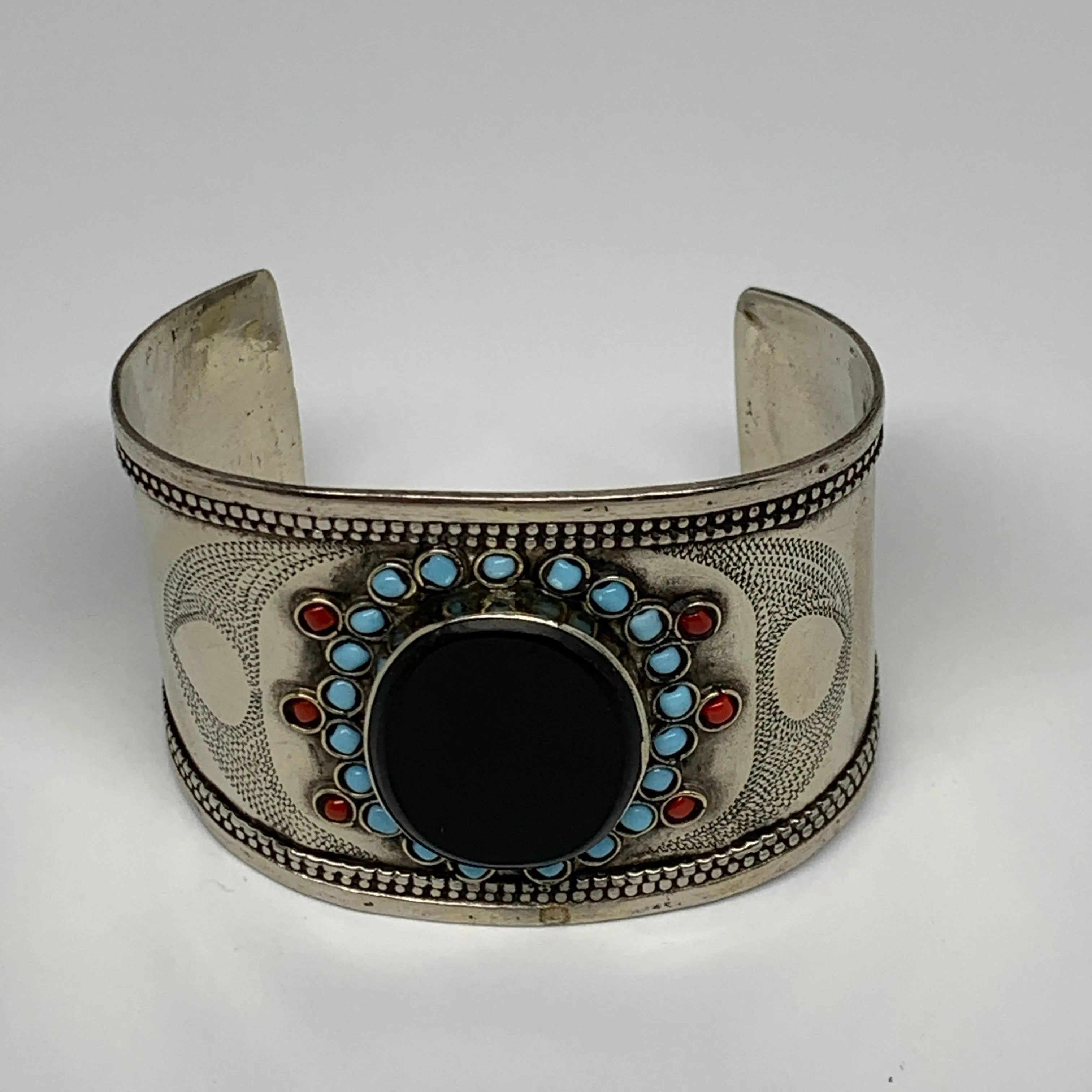 1.8" Vintage Reproduced Lapis Turkmen Cuff Bracelet Tribal Small Round , B13368