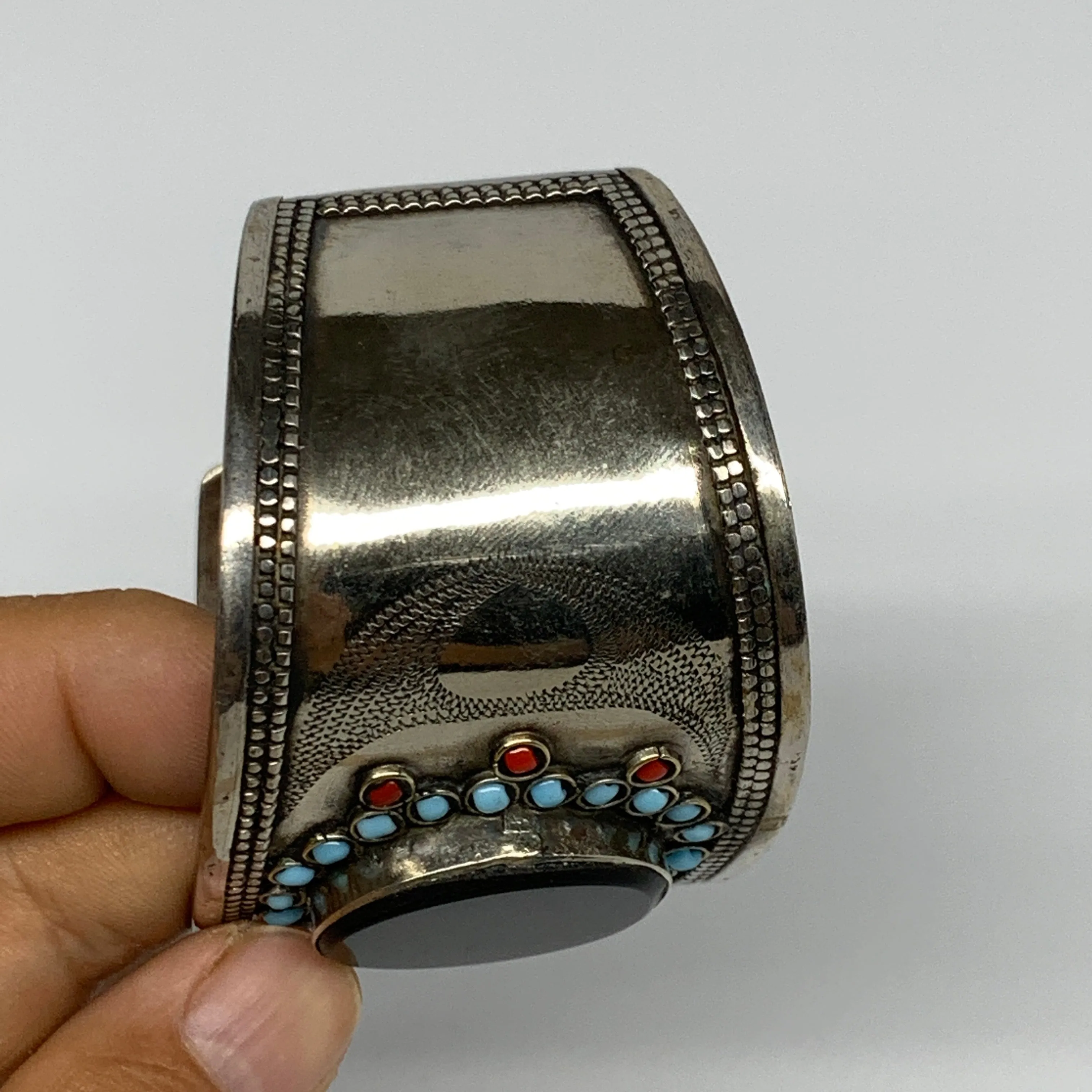 1.8" Vintage Reproduced Lapis Turkmen Cuff Bracelet Tribal Small Round , B13368