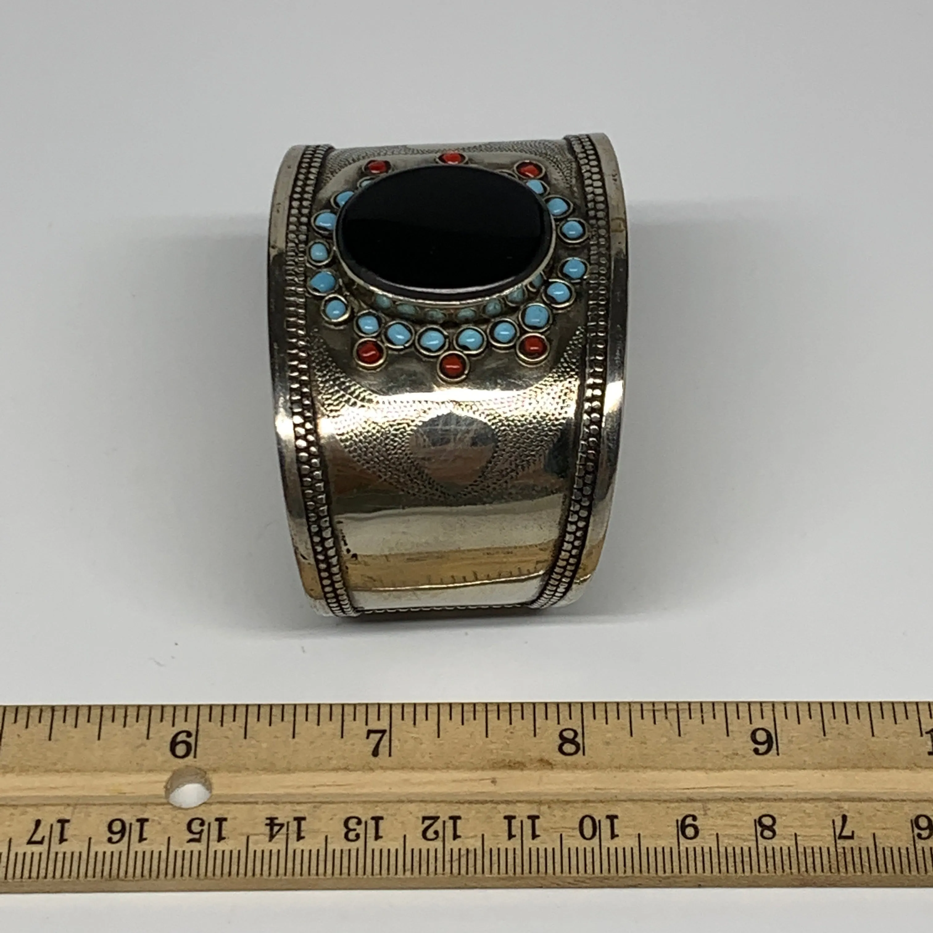 1.8" Vintage Reproduced Lapis Turkmen Cuff Bracelet Tribal Small Round , B13368
