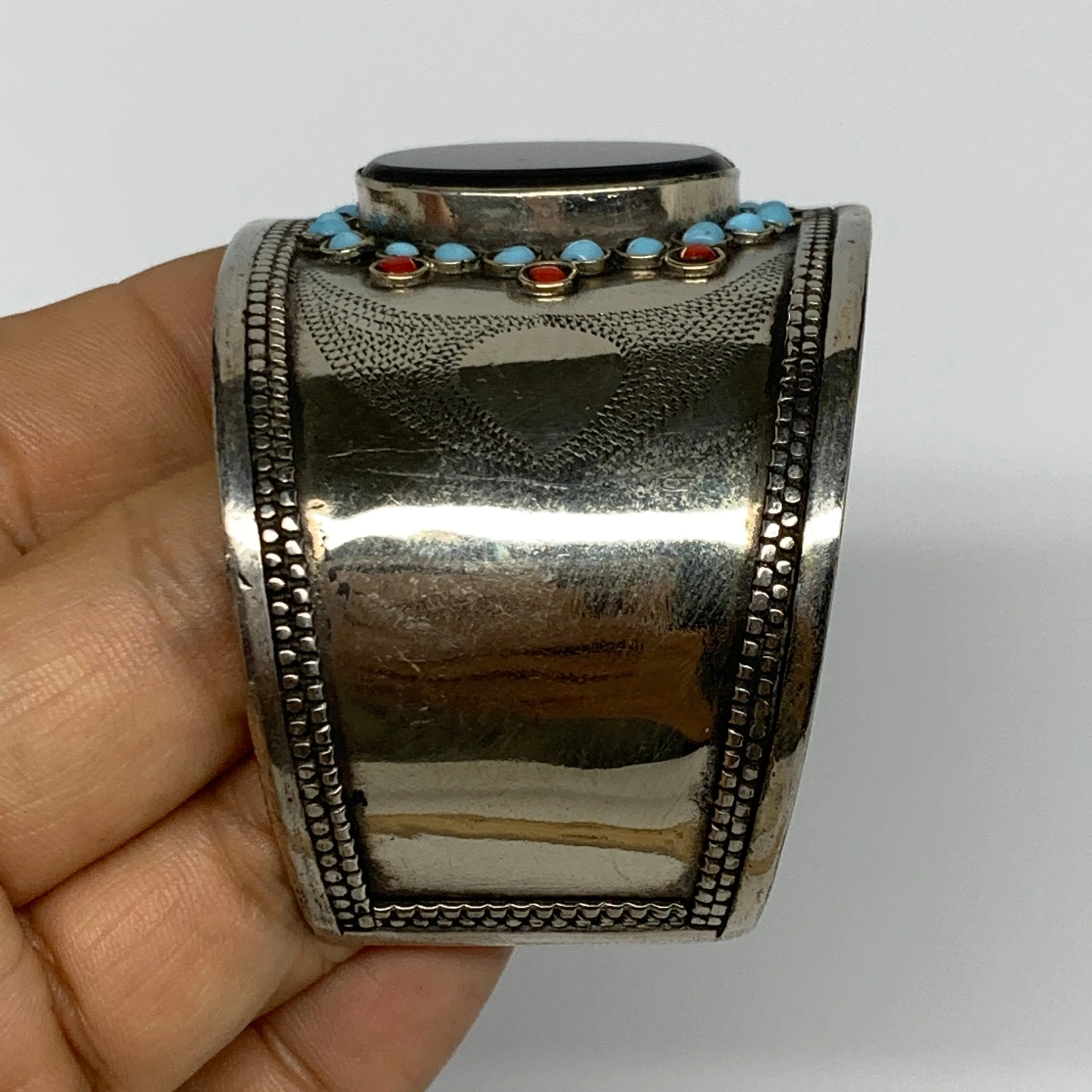 1.8" Vintage Reproduced Lapis Turkmen Cuff Bracelet Tribal Small Round , B13368