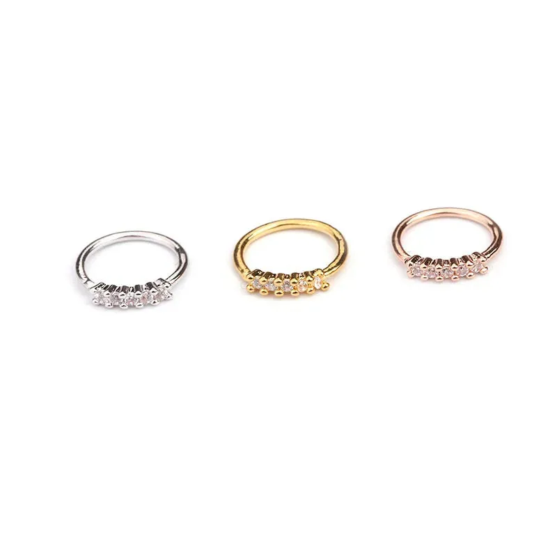 1Piece 20gx8mm Zircon Nose Rings Nostril Bendable Flower Hoop Ring Tragus Ear Cartilage Earring for Women Nose Piercing Jewelry
