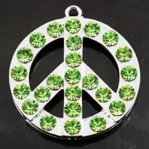 50mm(2") Peace Symbol Peridot Crystal Pendant, each