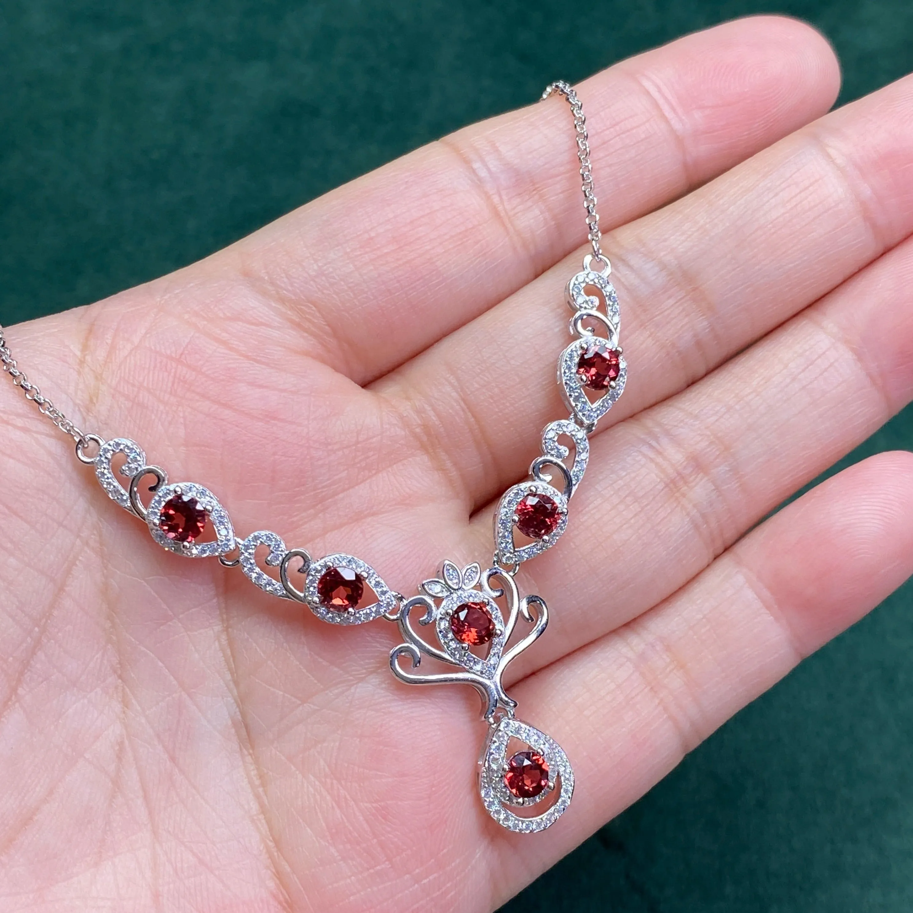 925 sterling silver red garnet peridot citrine topaz necklace