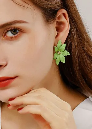 Alloy Floral Stud Statement Earrings