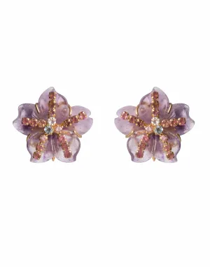 Amethyst, Swiss Blue Topaz & Peridot Flower Earrings
