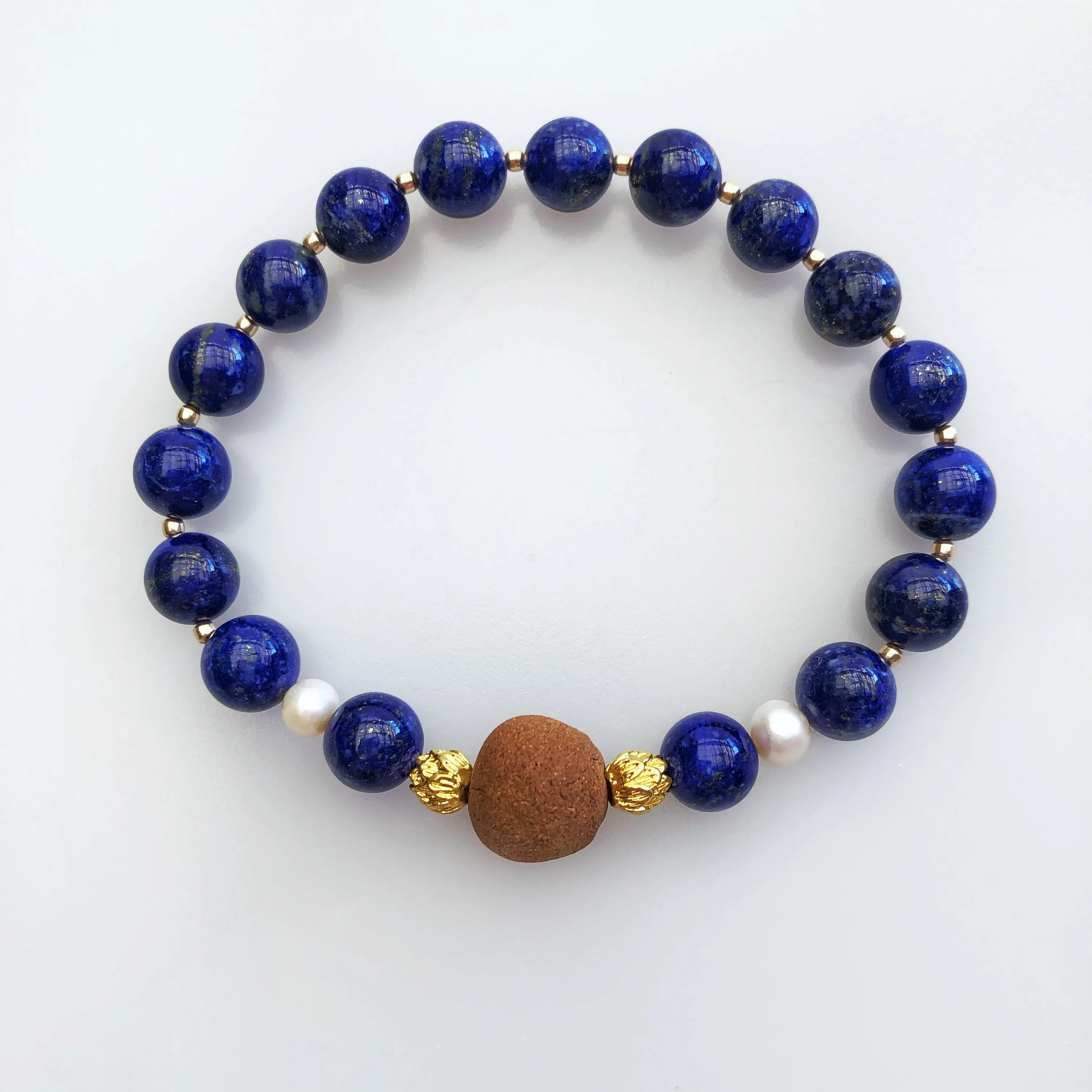 Beaded Lapis Herbal Bracelet 8mm