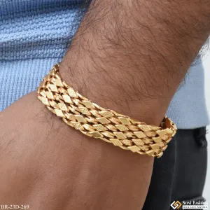 Best Quality Etched Design High-Quality Gold Plated Bracelet for Men - Style D269