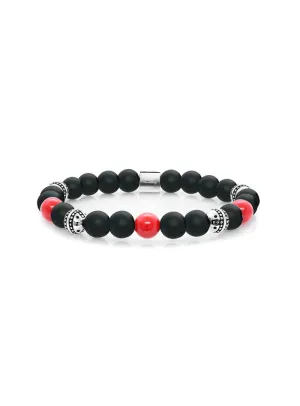 Black Beads 'Rosso' Bracelet | Italgem Steel