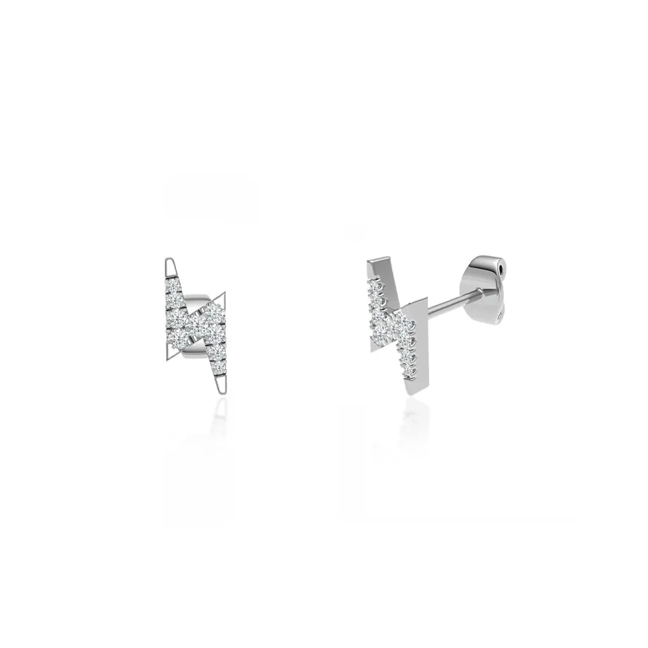 BLAISE - Lightning Bolt Petite Lab Diamond Earrings 18k White Gold
