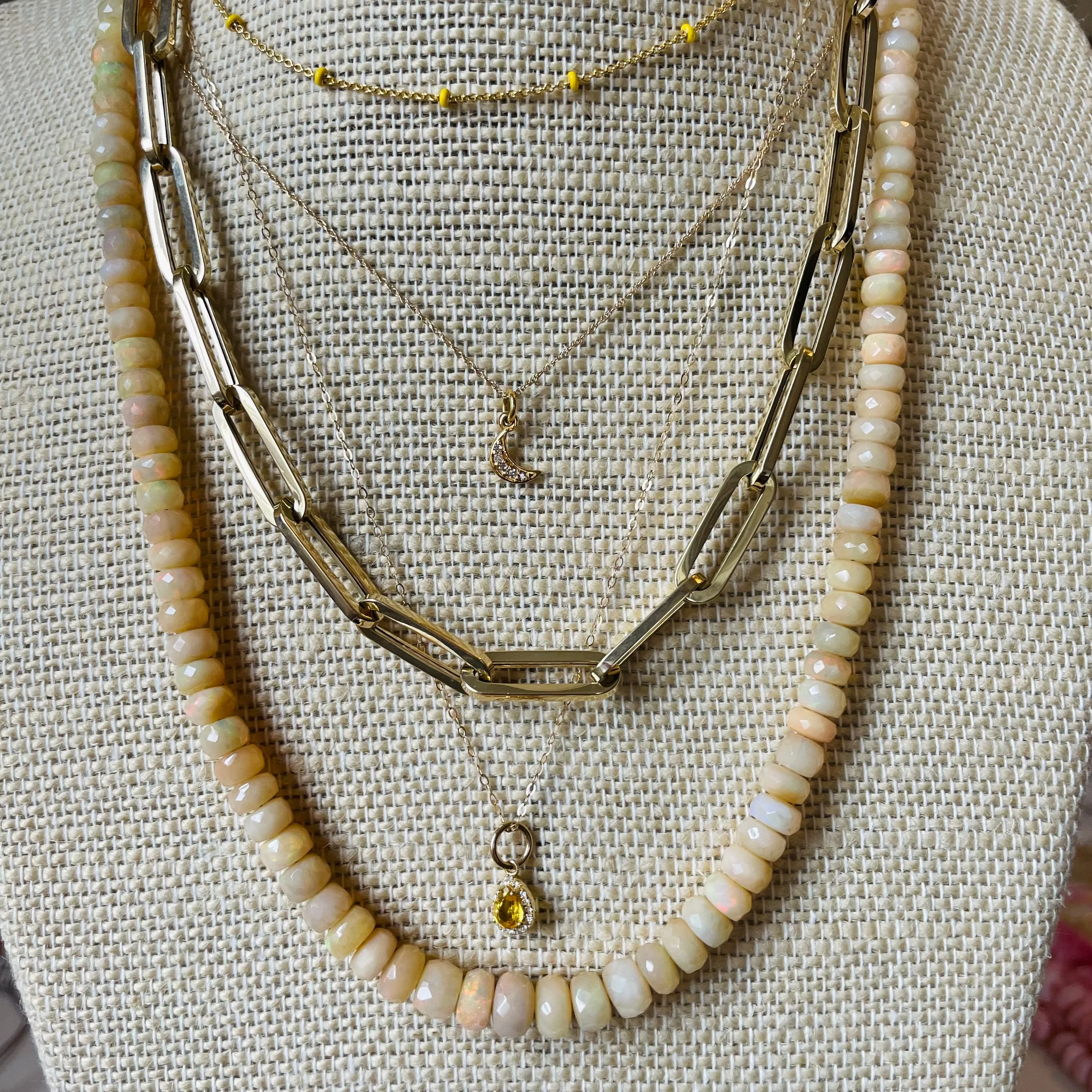 citrine teardrop on gold chain