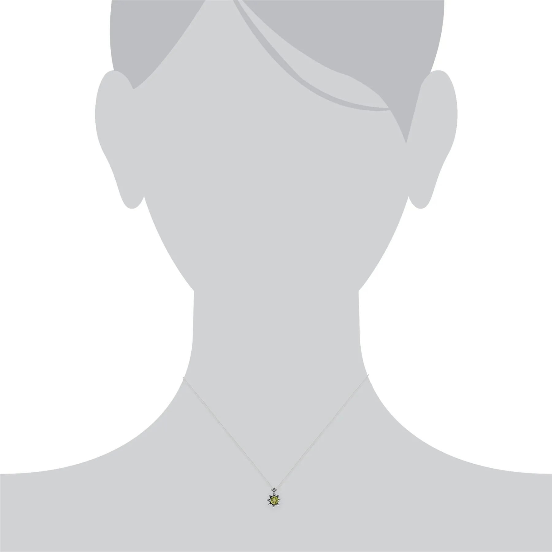 Collier Floral Argent 925 Péridot Rond et Marcassite