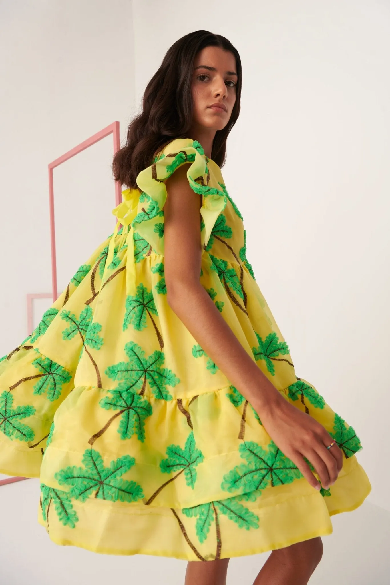 Coral Palm Dress