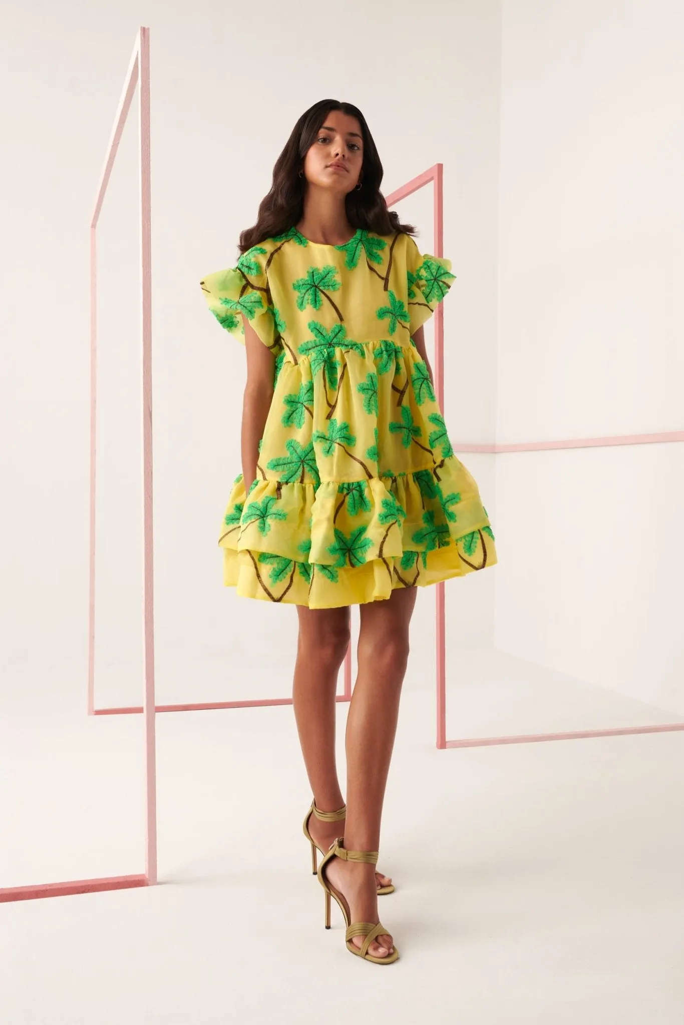Coral Palm Dress