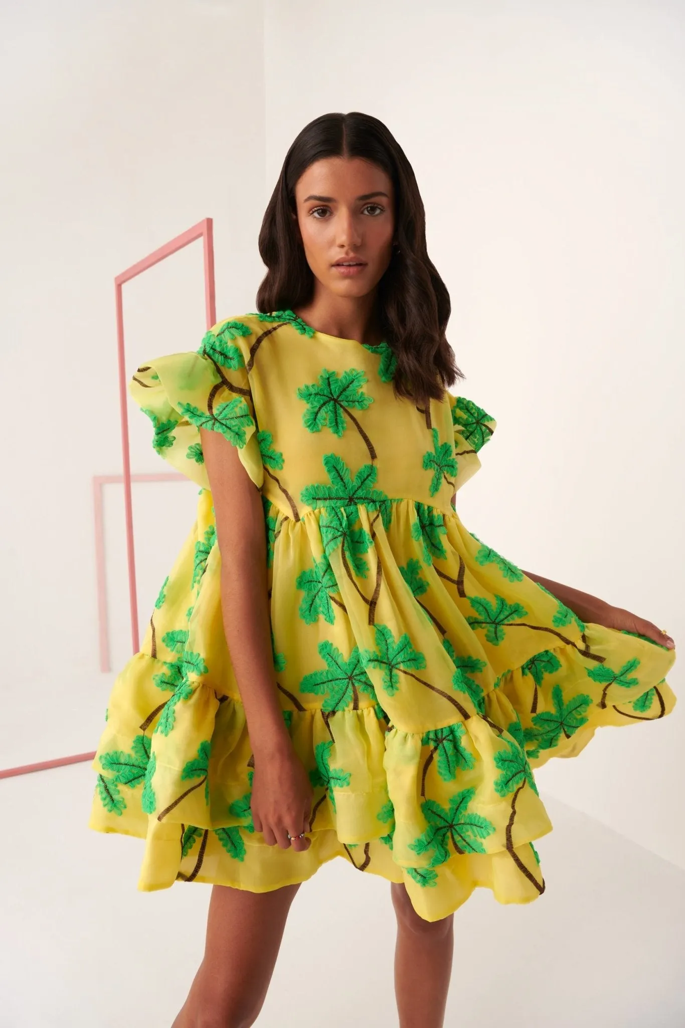Coral Palm Dress