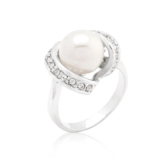 Deja Ribbon Wrap CZ Pearl Ring | 2ct