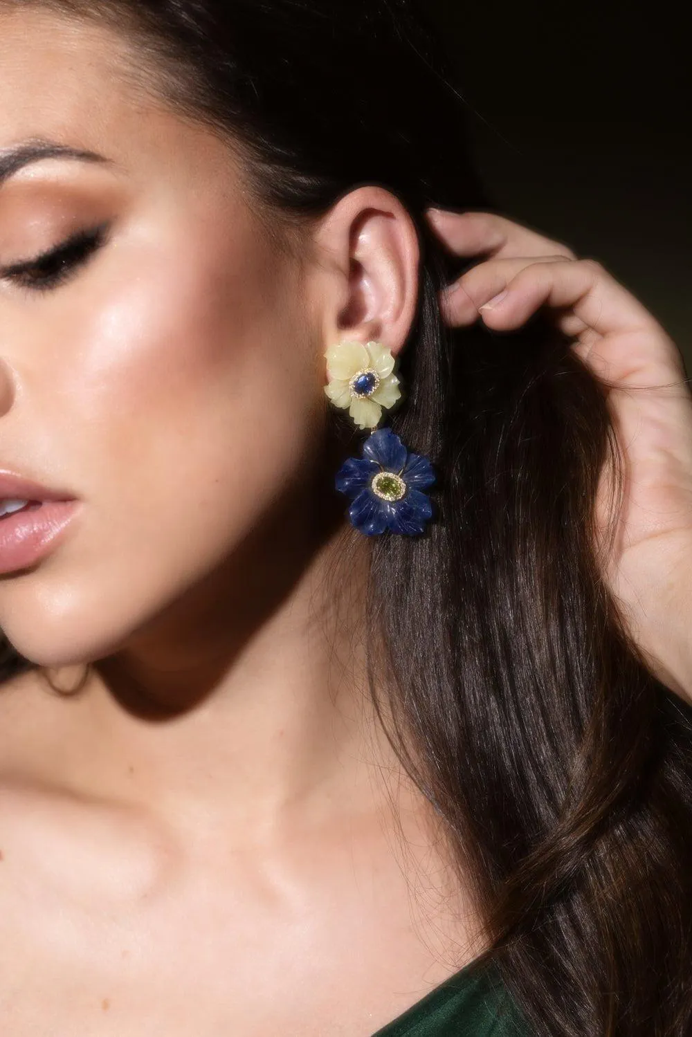 Double Flower Drop Mother Nature Earrings