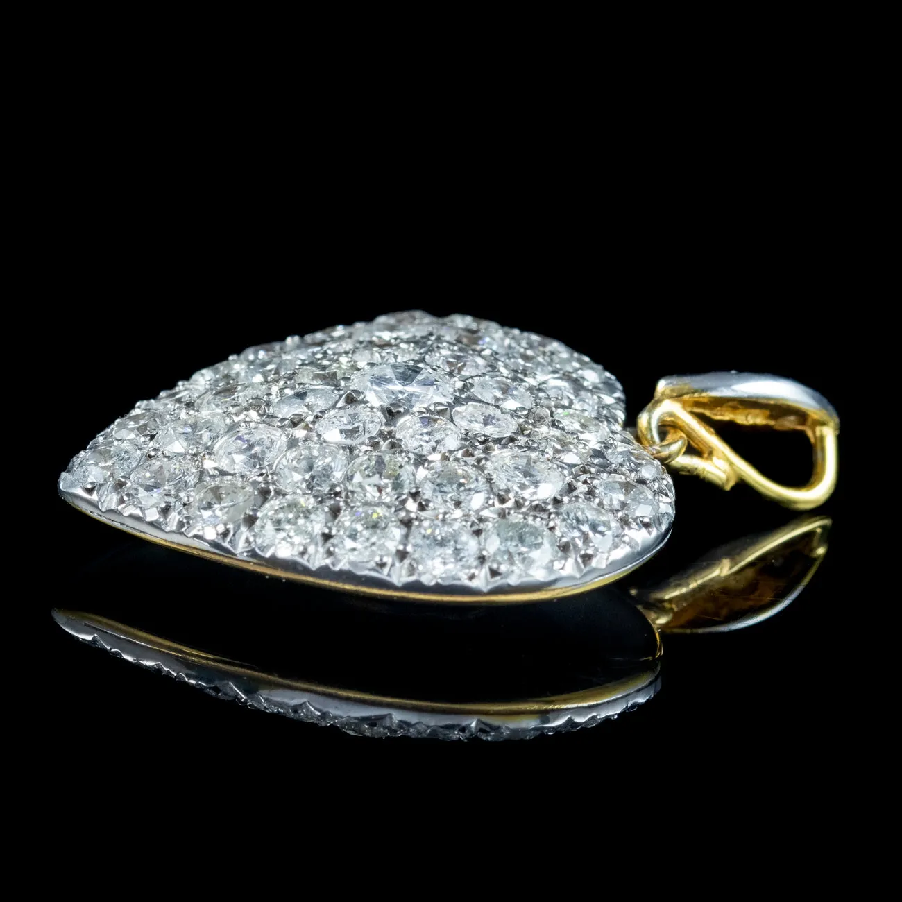 Edwardian Style Diamond Heart Pendant 3.2ct Diamond