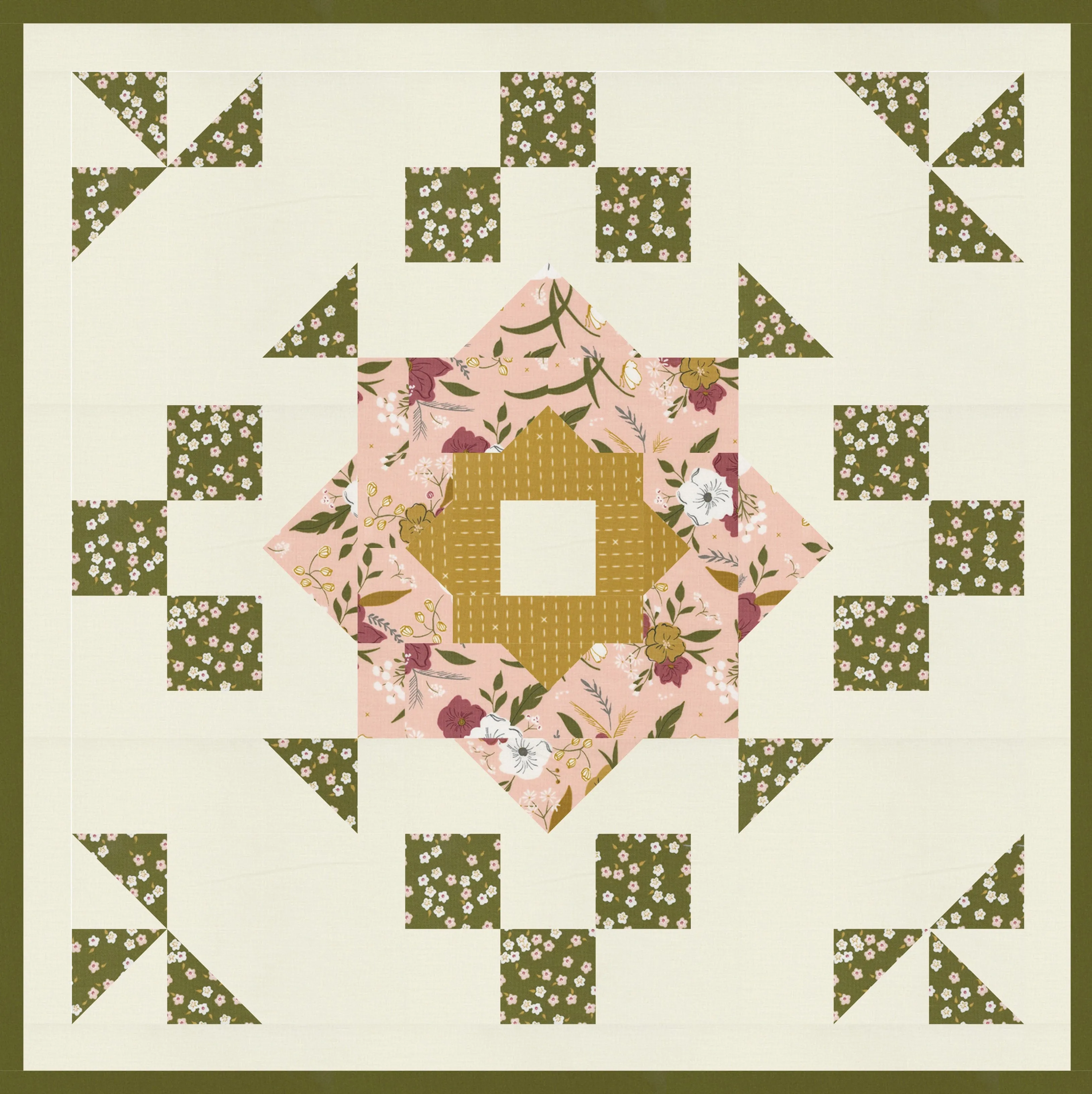Evermore "Cabbage Rose" Quilt   Wall Hanging Pattern (DIGITAL DOWNLOAD)