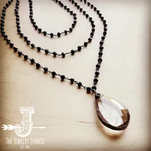 Faceted Glass Beaded Triple Strand Layering Necklace w/ Pendant 253k