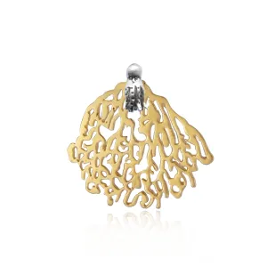 Gold Coral & Silver Octopus Stud Earrings