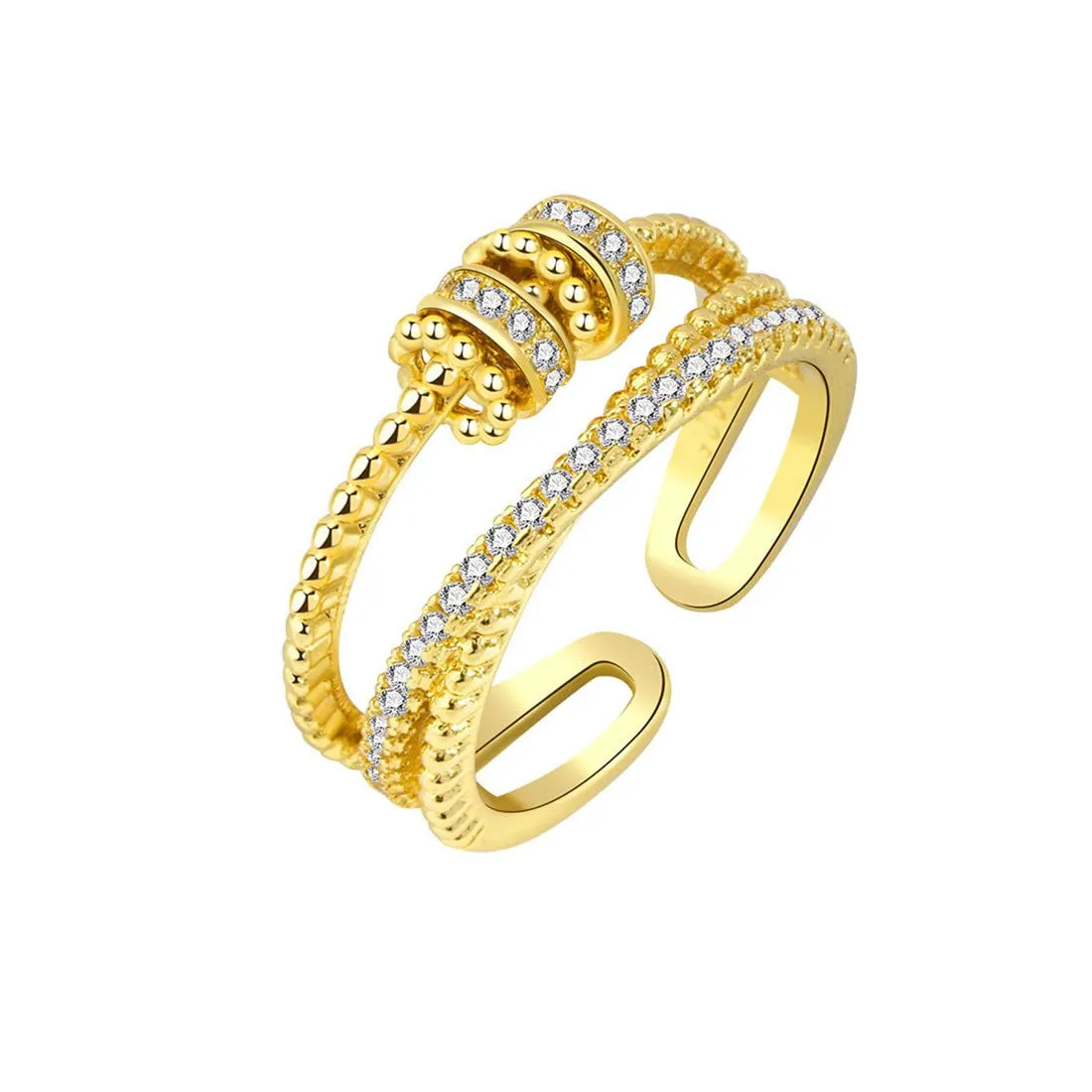 Harmonia - Inlaid Zircon Anxiety Ring