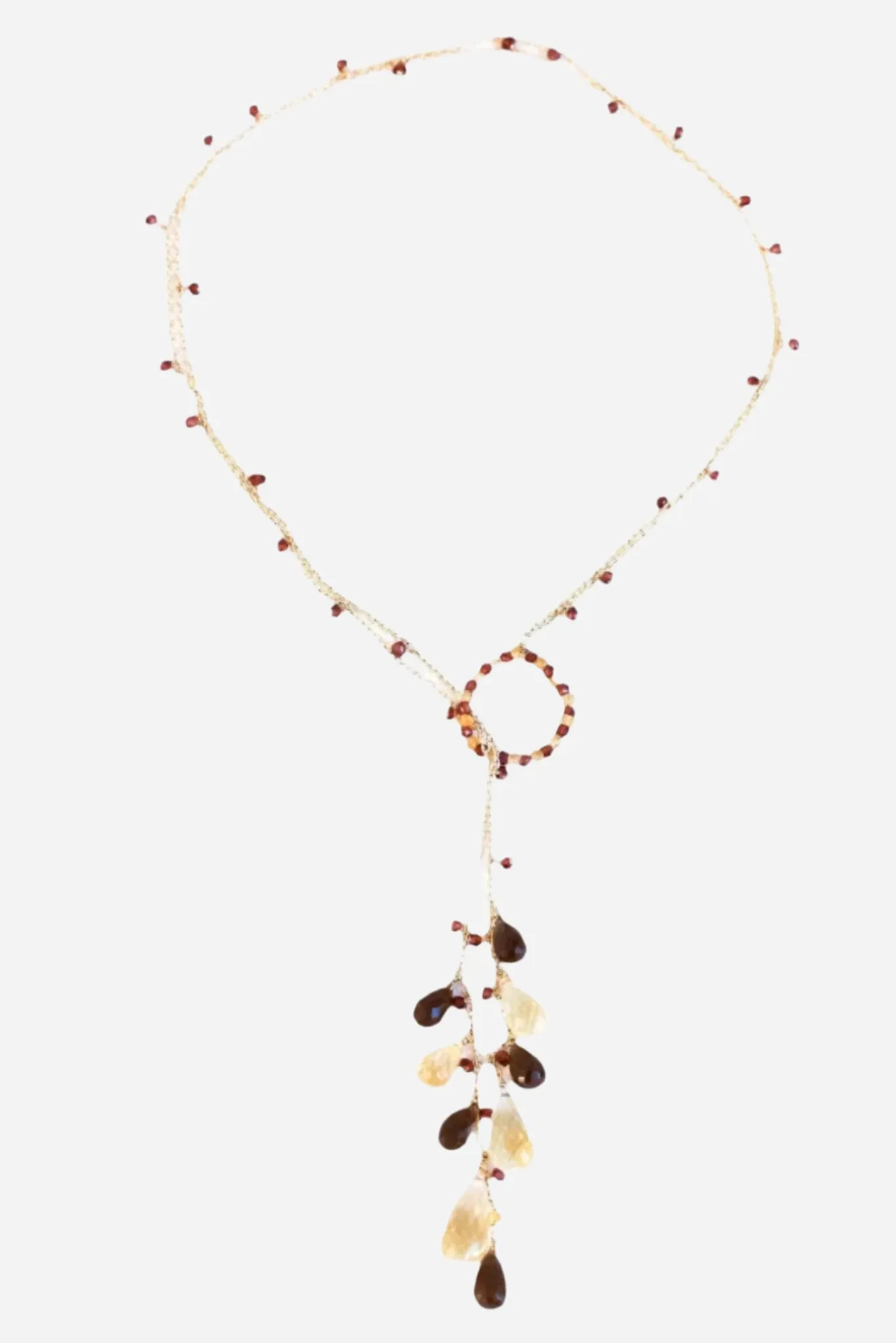 Hoop Lariat Smoky Citrine Necklace