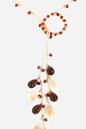 Hoop Lariat Smoky Citrine Necklace