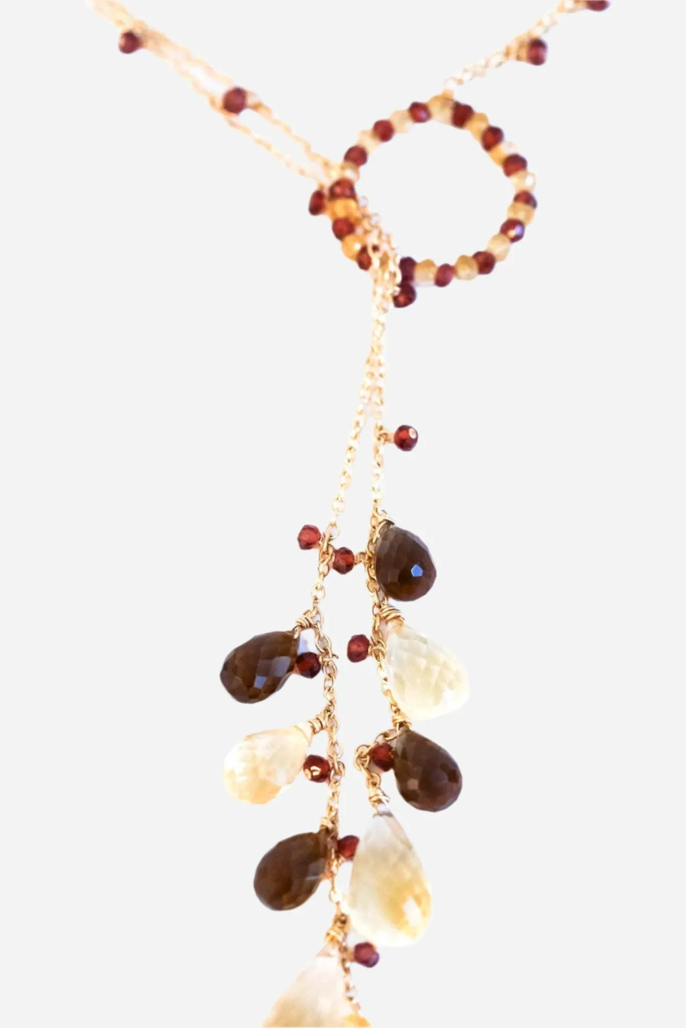 Hoop Lariat Smoky Citrine Necklace