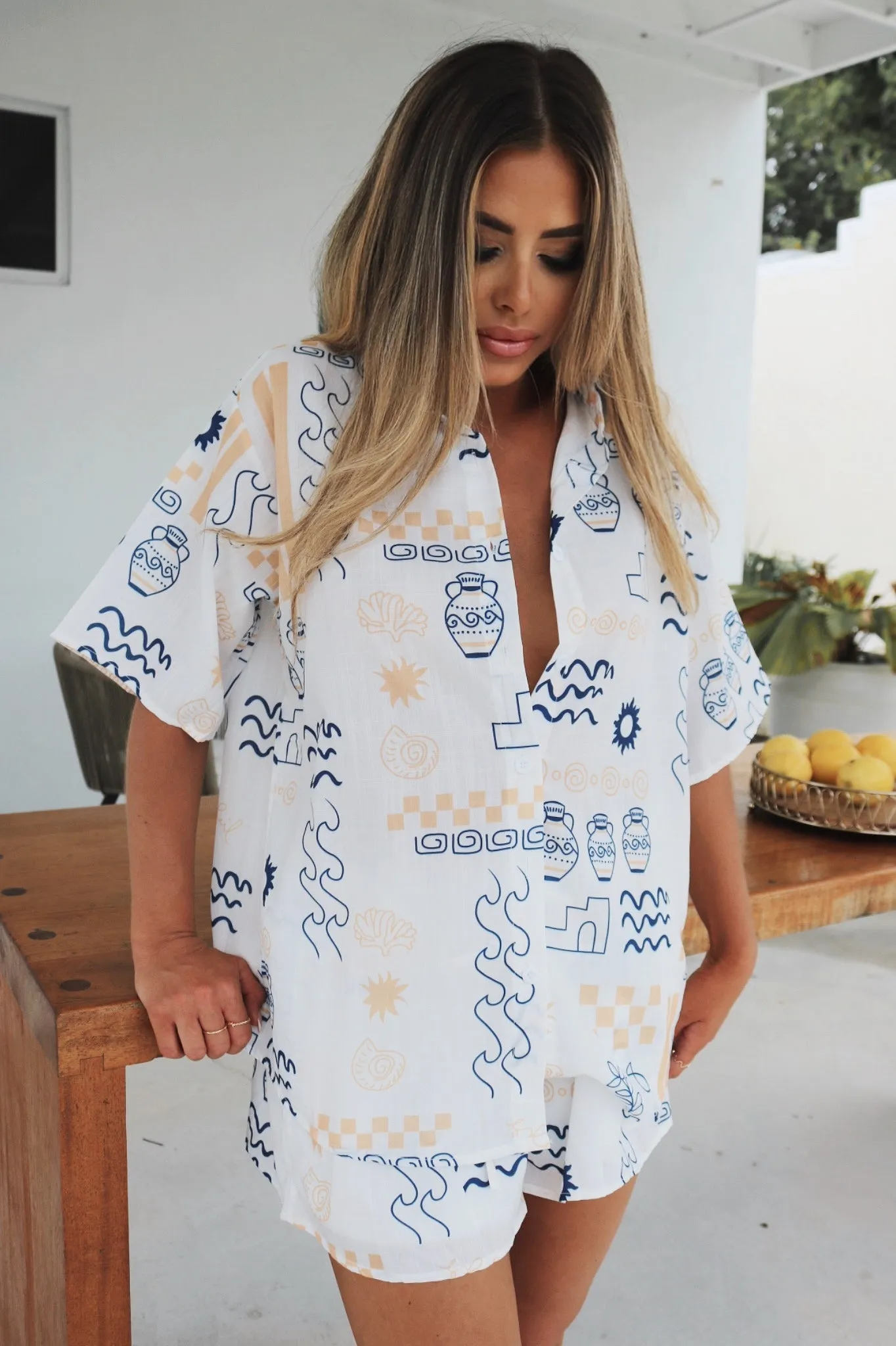 Imelde Short Set - Azure and Gold
