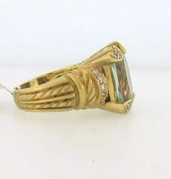 Judith Ripka18K Gold/ Diamond/Green Amethyst &quot;LOLA&quot; Ring