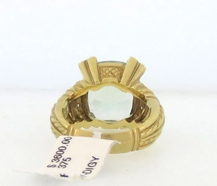 Judith Ripka18K Gold/ Diamond/Green Amethyst &quot;LOLA&quot; Ring