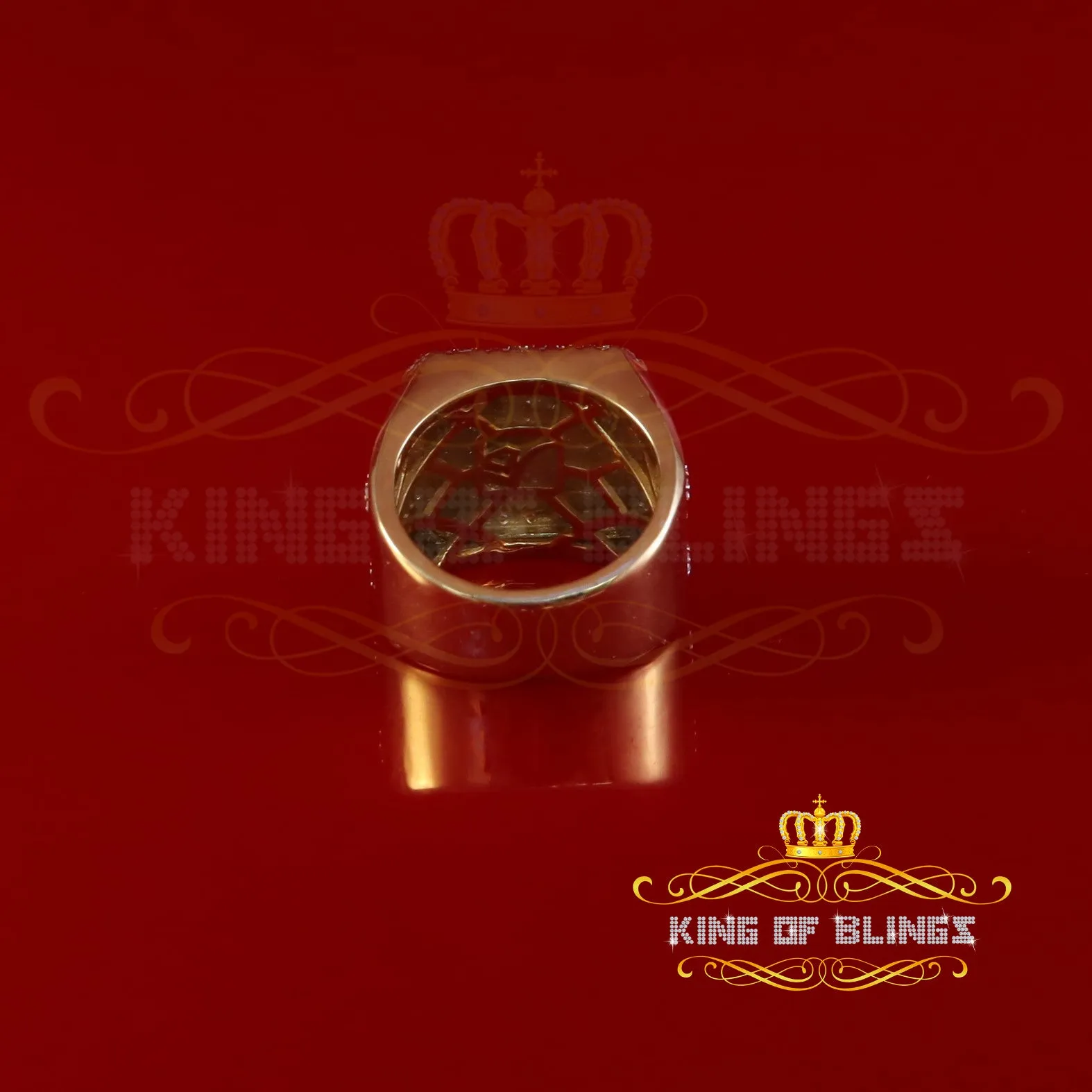 King Of Bling's Big Look yellow Sterling Silver 4.90ct Cubic Zirconia Square Men's Ring SZ 9